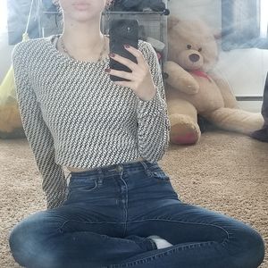 Patterned Sweater Crop Top